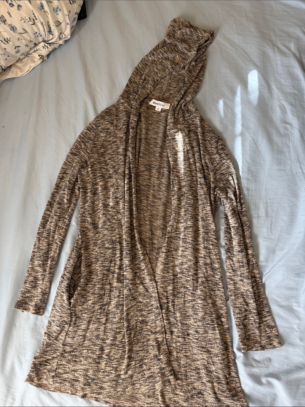 Alice Blue Hooded Open-Front Cardigan in Brown Marled